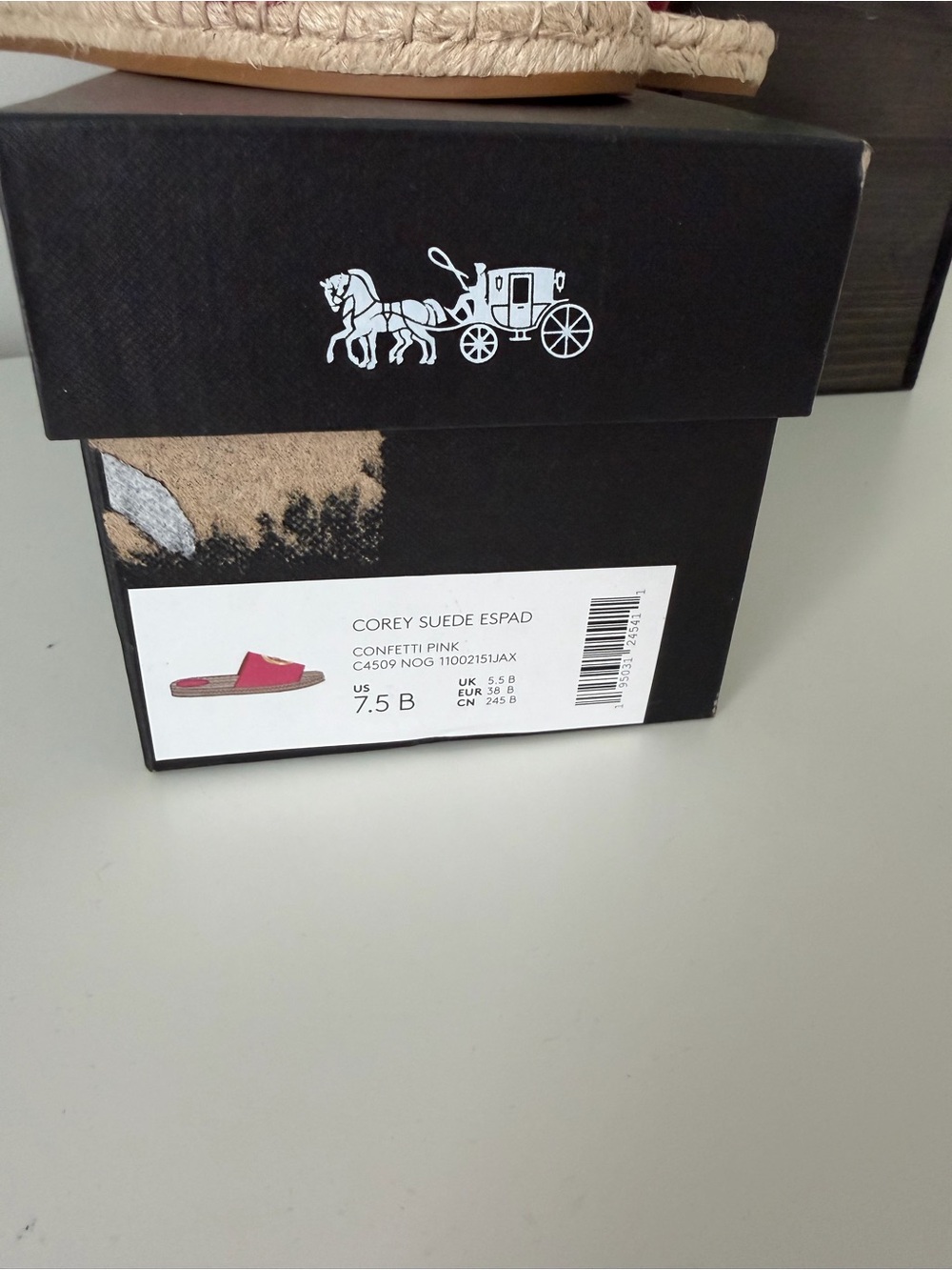 Coach Pink Suede Espadrille Slide with Gold Emblem - Picture 5 of 5
